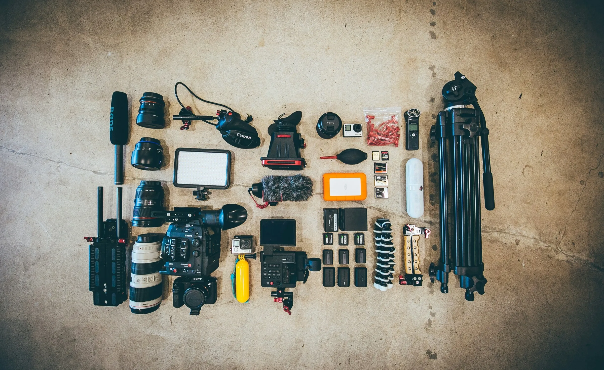Fotografická a kamerová výbava připravená na cestu